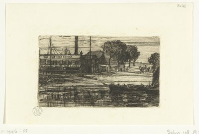 Klub wioślarski w Zachodnim Londynie Tawerna Pióra autorstwa Francis Seymour Haden (Sir) (signed by artist)