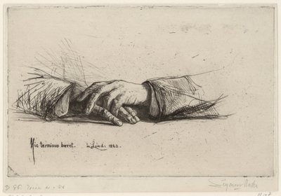 Rustende handen ręce złożone studia akwafortowe (tytuł serii) autorstwa Francis Seymour Haden (Sir)