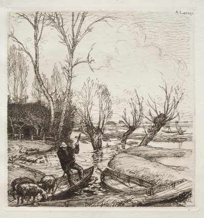 Na zalanych bagnach: pasterka autorstwa Francis Seymour Haden