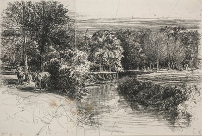 Rzeka Dundrum i dwie osły, 1863. autorstwa Francis Seymour Haden