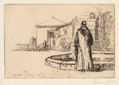 Mnich przy fontannie, 1877. autorstwa Francis Seymour Haden