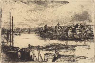 Stare Chelsea, z okna Whistlera (Battersea Reach) autorstwa Francis Seymour Haden