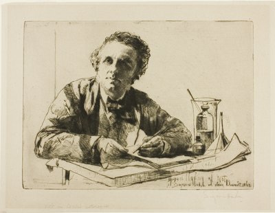 Portret Francisa Seymoura Hadena, nr 2 (podczas akwaforty) autorstwa Francis Seymour Haden