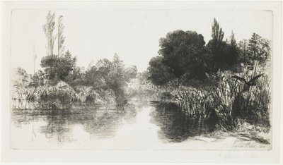 Shere Mill Pond (Większy Talerz), 1860 autorstwa Francis Seymour Haden