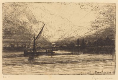 Zachód słońca nad Tamizą autorstwa Francis Seymour Haden