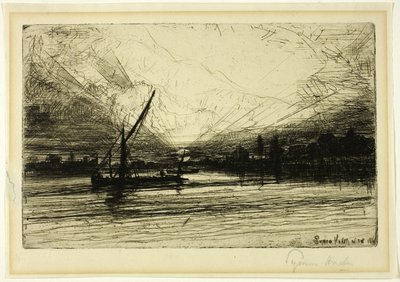 Zachód słońca nad Tamizą autorstwa Francis Seymour Haden