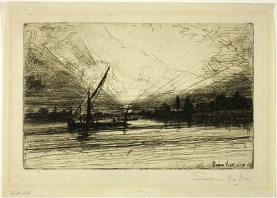 Zachód słońca nad Tamizą autorstwa Francis Seymour Haden
