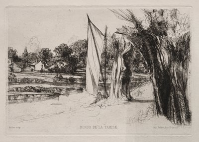 Thames Ditton - Z żaglem, 1864. autorstwa Francis Seymour Haden