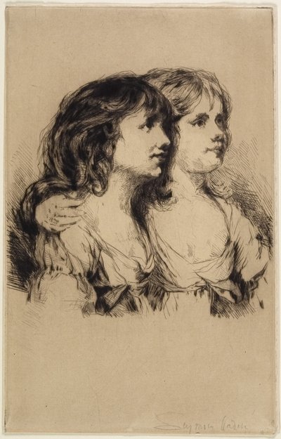 Bliźniaczki - Sarah i Anne Haden (nr 2), 1885 autorstwa Francis Seymour Haden