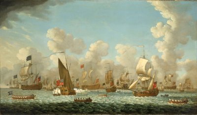 Magazyn marynarki wojennej w Spithead (Anglia), 1767 r. Olej na płótnie autorstwa Francis Swaine