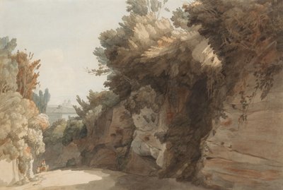 Widok w pobliżu Arco Scuro, patrząc w kierunku Villa Medici, Rzym, 1785. autorstwa Francis Towne