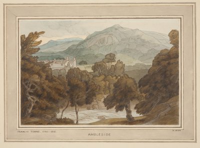 Ambleside, widok w pobliżu Clappers Gate, Ambleside autorstwa Francis Towne