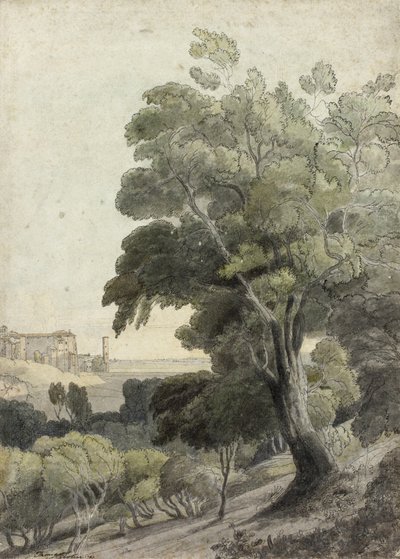 Tivoli, Pokazuje Rzym w oddali, ok.1781 autorstwa Francis Towne