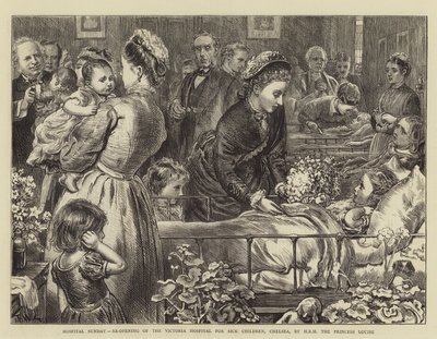 Hospital Sunday, ponowne otwarcie Victoria Hospital for Sick Children, Chelsea, przez JKW Księżnej Luizy autorstwa Francis Wilfred Lawson
