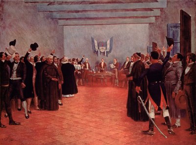 Kongres Tucuman, Deklaracja Niepodległości Argentyny od Hiszpanii w 1816 r. (lito kolorowe) autorstwa Francisco (after) Fortuny