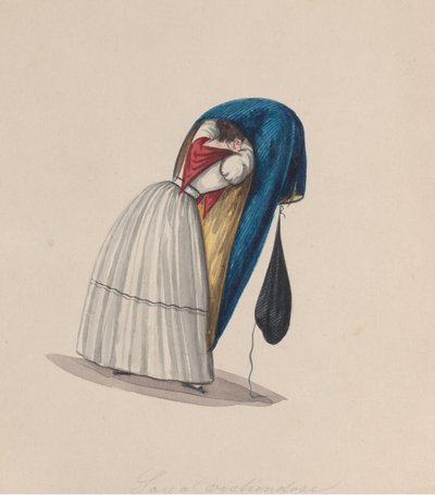 Kobieta wsiadająca do saya widziana od tyłu z grupy rysunków przedstawiających..., ok. godz. 1848. autorstwa Francisco