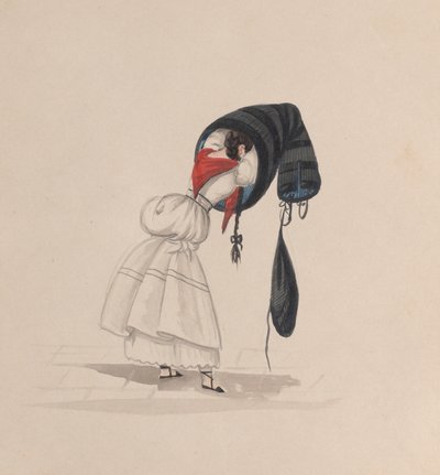 Kobieta zakładająca saya, oglądana od tyłu, z grupy rysunków przedstawiających..., ca. 1848. autorstwa Francisco