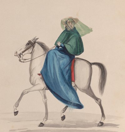 Elegancko ubrana kobieta na koniu, z grupy rysunków przedstawiających Peruwiańczyka..., ok. 1930r. 1848. autorstwa Francisco