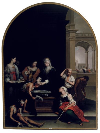 Miłosierdzie św. Izabeli Węgierskiej według Murillo autorstwa Francisco Augustin y Grande