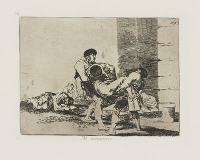 Na cmentarz. (Na cmentarz.), pl. 56 z cyklu Katastrofy wojny autorstwa Francisco de Goya