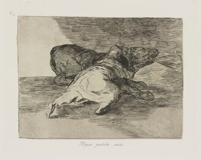 Jakaś impreza się kończy. (Coś z tego wyciąga.), pl. 40 z serii Katastrofy wojny autorstwa Francisco de Goya