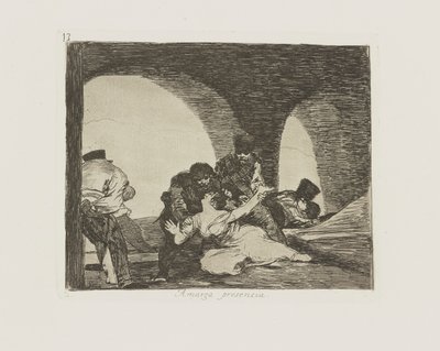 gorzka obecność. (Gorzko być obecnym.), pl. 13 z cyklu Katastrofy wojny autorstwa Francisco de Goya