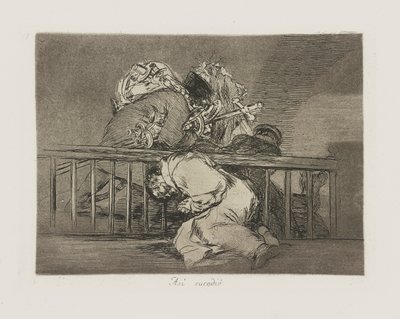 Jak? sucedy?. (Tak się stało.), pl. 47 z cyklu Los desastres de la guerra (Klęski wojny) autorstwa Francisco de Goya