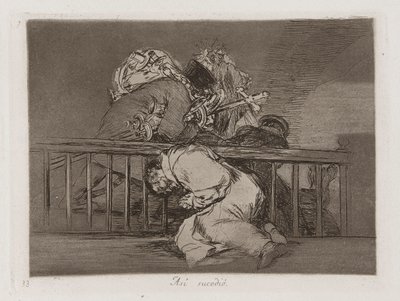 Jak? sucedi? (Tak to się stało), płyta 47 z Los desastres de la guerra (Klęski wojny) autorstwa Francisco de Goya