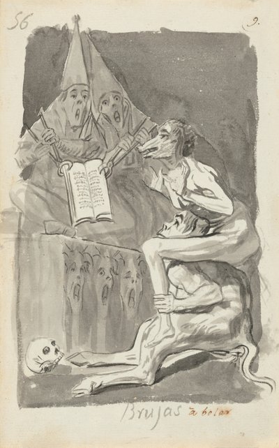 Brujas à volar (Czarownice przygotowują się do lotu) [werset] autorstwa Francisco de Goya