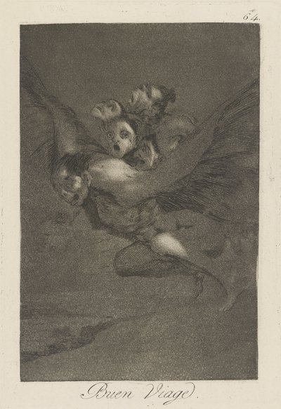 Miłej podróży. (Bon Voyage.), pl. 64 z serii Kaprysy autorstwa Francisco de Goya