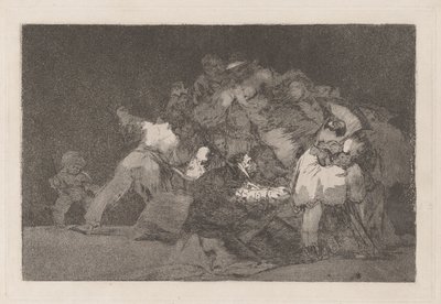 Generał Szaleństwo, znany również jako Jeden z kota i strój wielbiciela, z serii Los disparate (Przysłowia) autorstwa Francisco de Goya