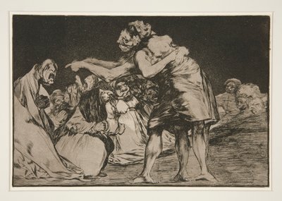 Rozbieżne małżeństwo (Matrimonial Folly), pl. 7 z serii Los proverbios autorstwa Francisco de Goya