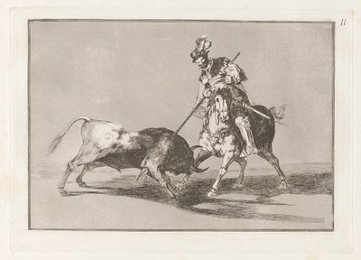 El Cid Campeador przebija innego byka (The Cid Campeador przebija innego byka), płyta 11 z La tauromaquia autorstwa Francisco de Goya