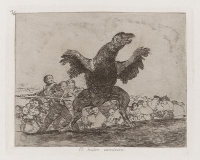 Mięsożerny sęp, płyta 76 z filmu Katastrofy wojny autorstwa Francisco de Goya