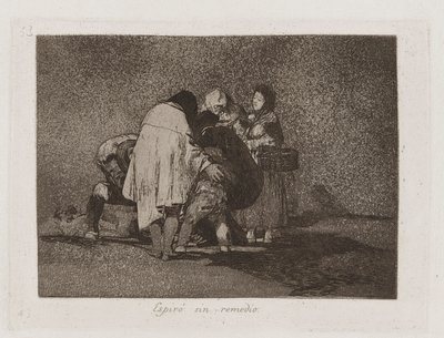 Espir? sin remedio (Nie było nic do zrobienia, a on umarł), płyta 53 z Los desastres de la guerra (Klęski wojny) autorstwa Francisco de Goya