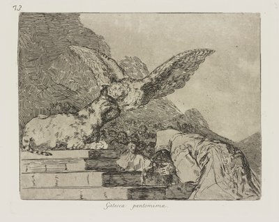 Gatesowska pantomima. (Koci Pantomima.), pl. 73 z cyklu Katastrofy wojny autorstwa Francisco de Goya