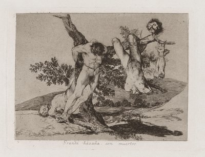Wielki wyczyn! Z martwymi! (Bohaterski wyczyn! Z trupami!), Płyta 39 z filmu Klęski wojenne autorstwa Francisco de Goya