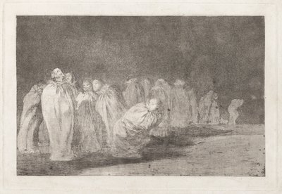 Los ensacados (Mężczyźni w workach), znany również jako So el sayal, hay al (Istnieje coś pod workiem), z serii Los disparates (Los proverbios) autorstwa Francisco de Goya