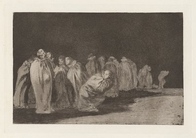 Los ensacados (Mężczyźni w workach), znany również jako So el sayal, hay al (Istnieje coś pod workiem), z serii Los disparates (Los proverbios) autorstwa Francisco de Goya