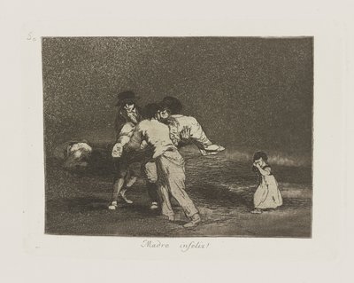 Nieszczęśliwa matka! (Nieszczęśliwa Matka!), pl. 50 z serii Katastrofy wojny autorstwa Francisco de Goya