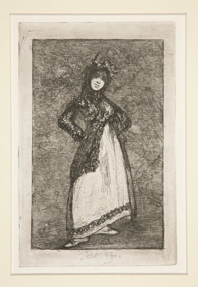 Maja [na ciemnym tle] autorstwa Francisco de Goya