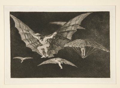 Tryb latania (Sposób latania), pl. 13 z serii Przysłów autorstwa Francisco de Goya