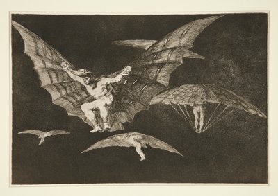 Tryb latania (Sposób latania), pl. 13 z serii Przysłów autorstwa Francisco de Goya
