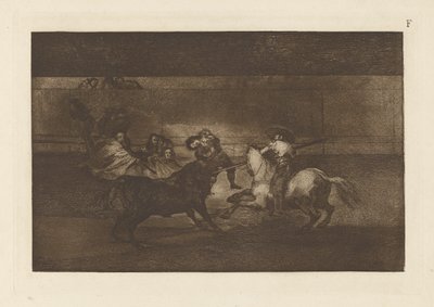 Śmierć Pepe Illo (kompozycja trzecia), płyta F z The Bull Machia (wydanie trzecie) autorstwa Francisco de Goya