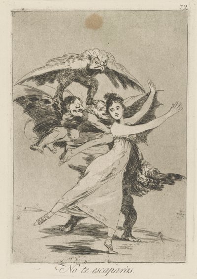 Żadnych ucieczek. (Nie uciekniesz.), pl. 72 z serii Los caprichos autorstwa Francisco de Goya