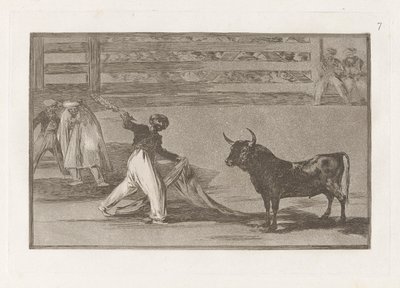 Pochodzenie harpunów? banderille (pochodzenie harpunów lub banderilli), płyta 7 z La tauromaquia autorstwa Francisco de Goya