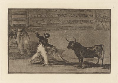 Pochodzenie harpunów? banderille (pochodzenie harpunów lub banderilli), płyta 7 z La tauromaquia autorstwa Francisco de Goya