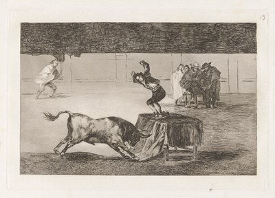 Kolejne jego szaleństwo na tym samym placu (Kolejne jego szaleństwo w tym samym pierścieniu), płyta 19 z La tauromaquia autorstwa Francisco de Goya