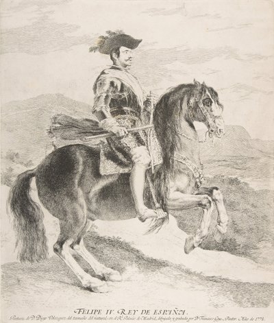 Filip IV na koniu, według Velázqueza, 1778. autorstwa Francisco de Goya