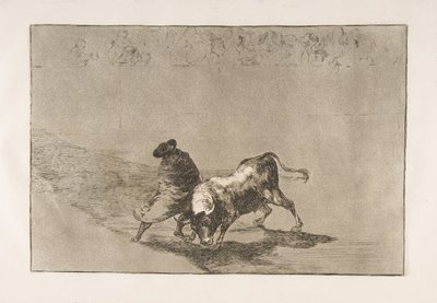 Tablica 14 z Tauromachii: Bardzo zręczny uczeń Falcesa, zawinięty w pelerynę..., 1816. autorstwa Francisco de Goya